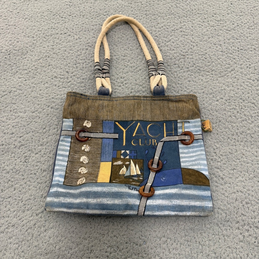 Paul Brent Yacht Club Nautical Canvas Tote Bag Blue Patchwork Rope Handles